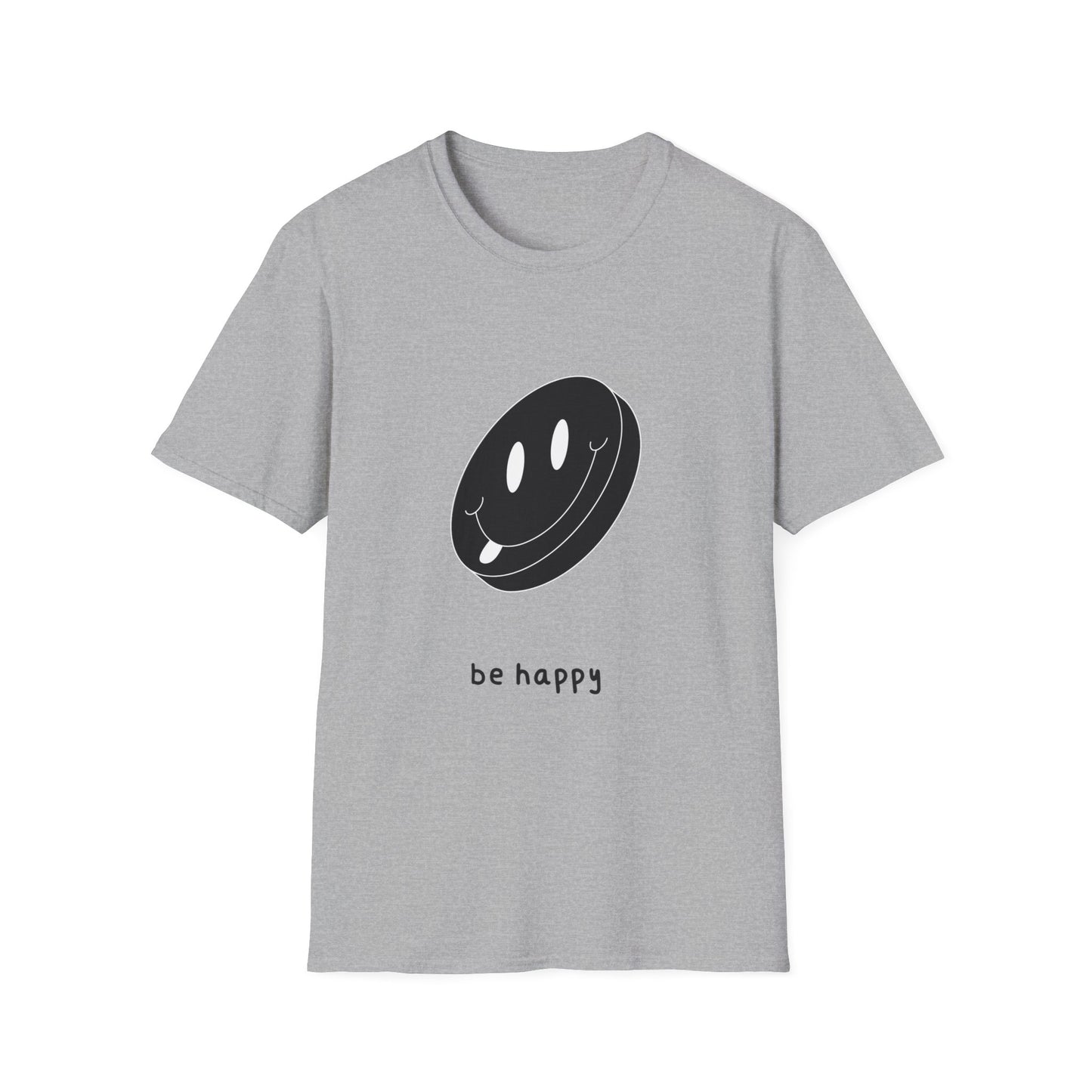 BE HAPPY black Unisex Softstyle T-Shirt