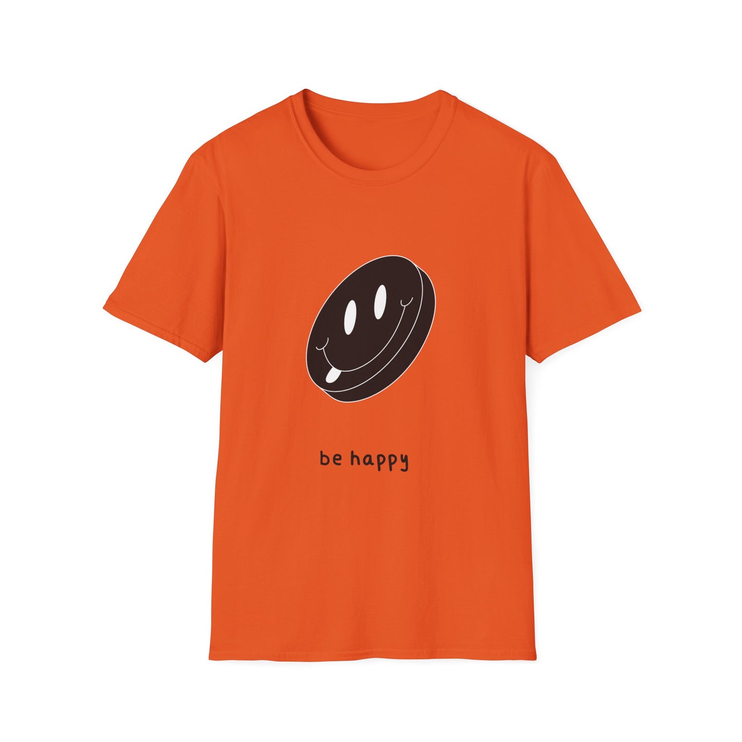 BE HAPPY black Unisex Softstyle T-Shirt