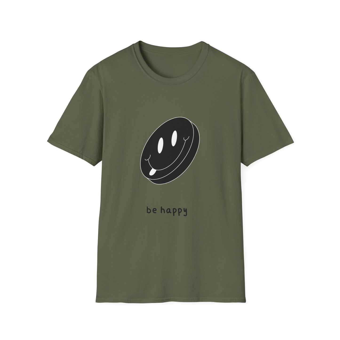 BE HAPPY black Unisex Softstyle T-Shirt
