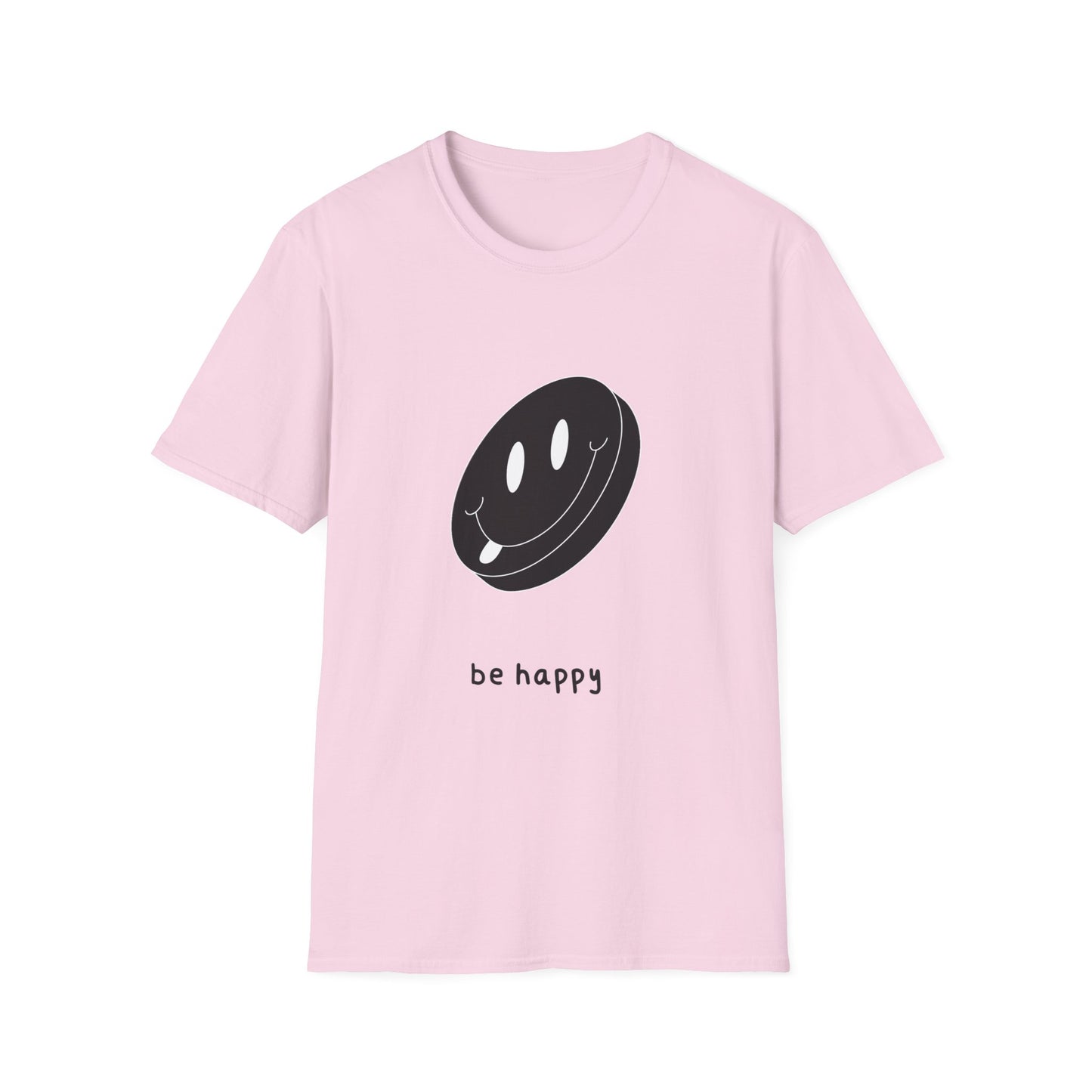 BE HAPPY black Unisex Softstyle T-Shirt