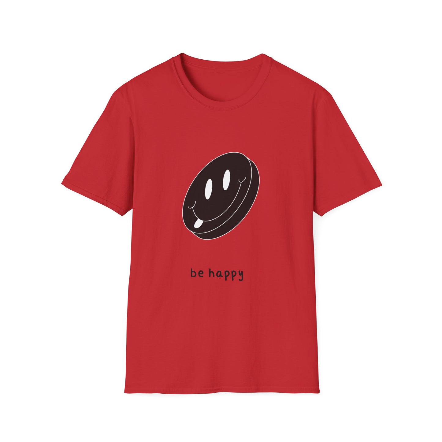 BE HAPPY black Unisex Softstyle T-Shirt