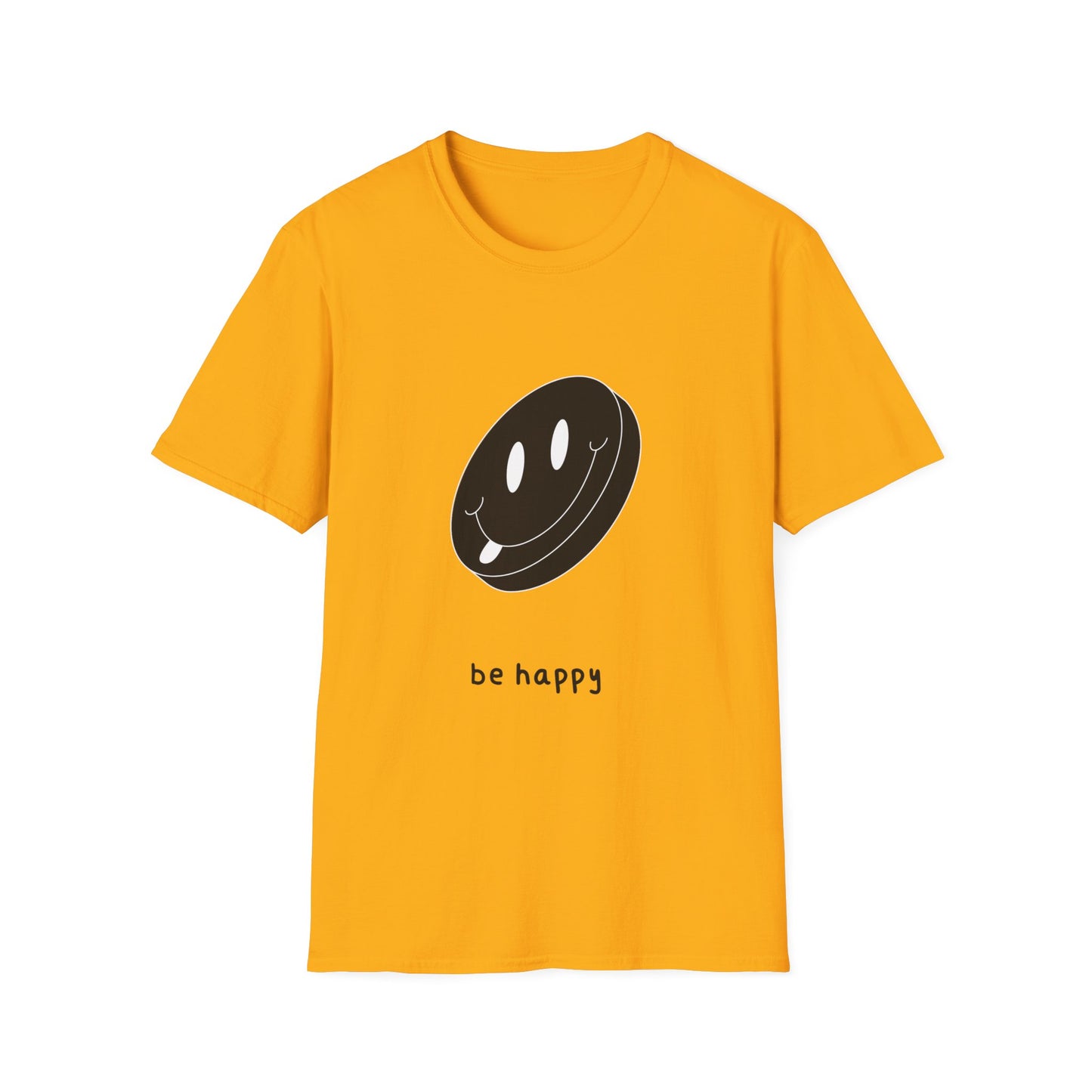 BE HAPPY black Unisex Softstyle T-Shirt