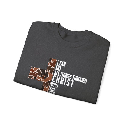 I Can Do All Things Through Christ Brown Logo Sweatshirt