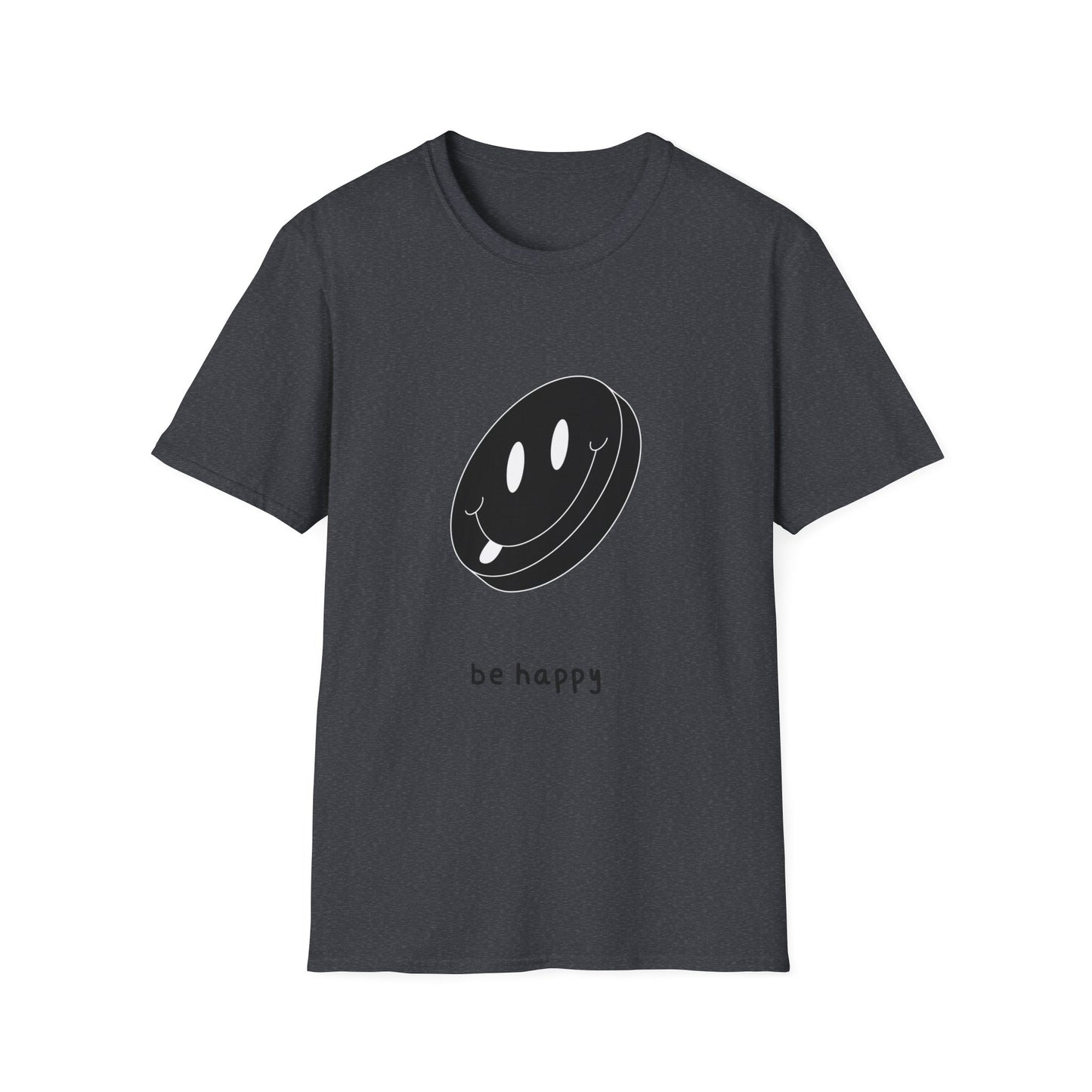 BE HAPPY  black Unisex Softstyle T-Shirt