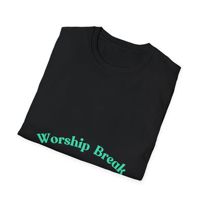 WORSHIP BREAK green and yellow Unisex Softstyle T-Shirt