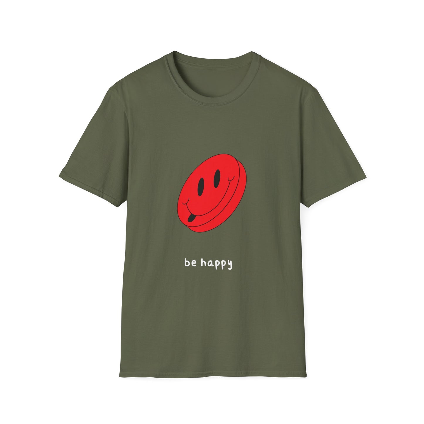 BE HAPPY red logo Unisex Softstyle T-Shirt