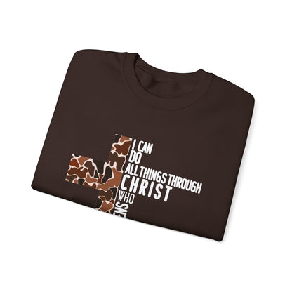 I Can Do All Things Through Christ Brown Logo Sweatshirt