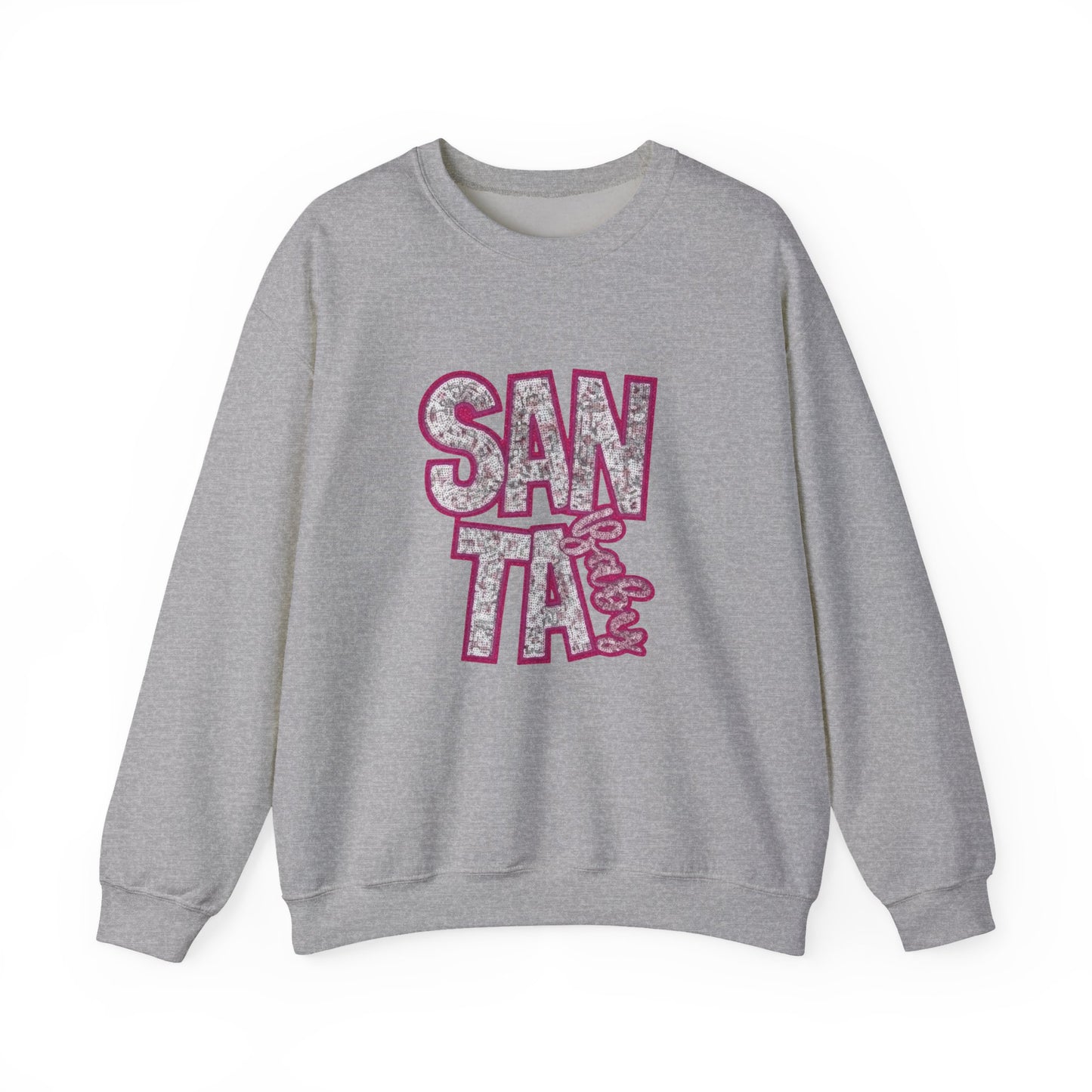 Santa Baby Sweatshirt — Festive Pink Block Letter Christmas Crewneck