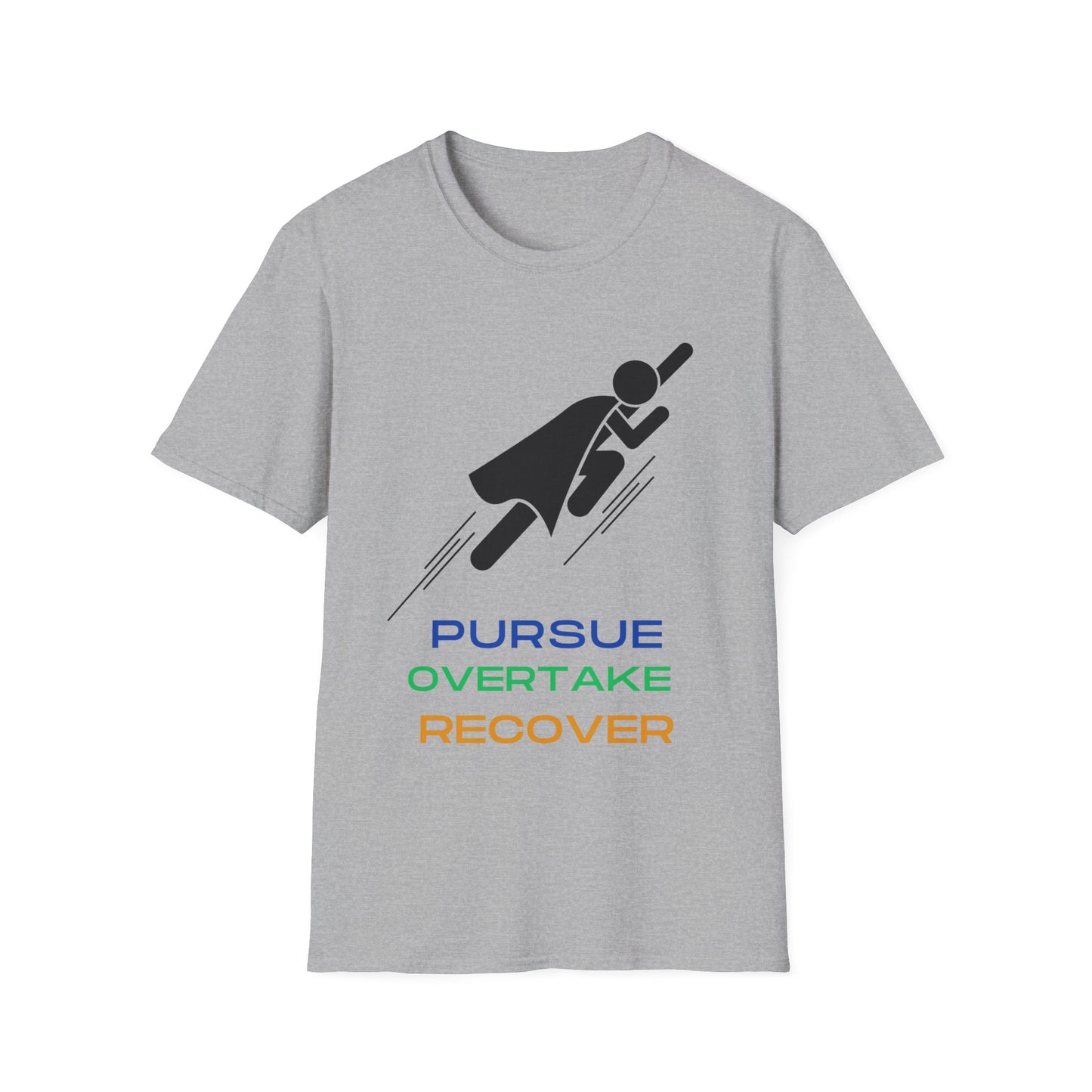 PURSUE OVERTAKE RECOVER black logo Unisex Softstyle T-Shirt