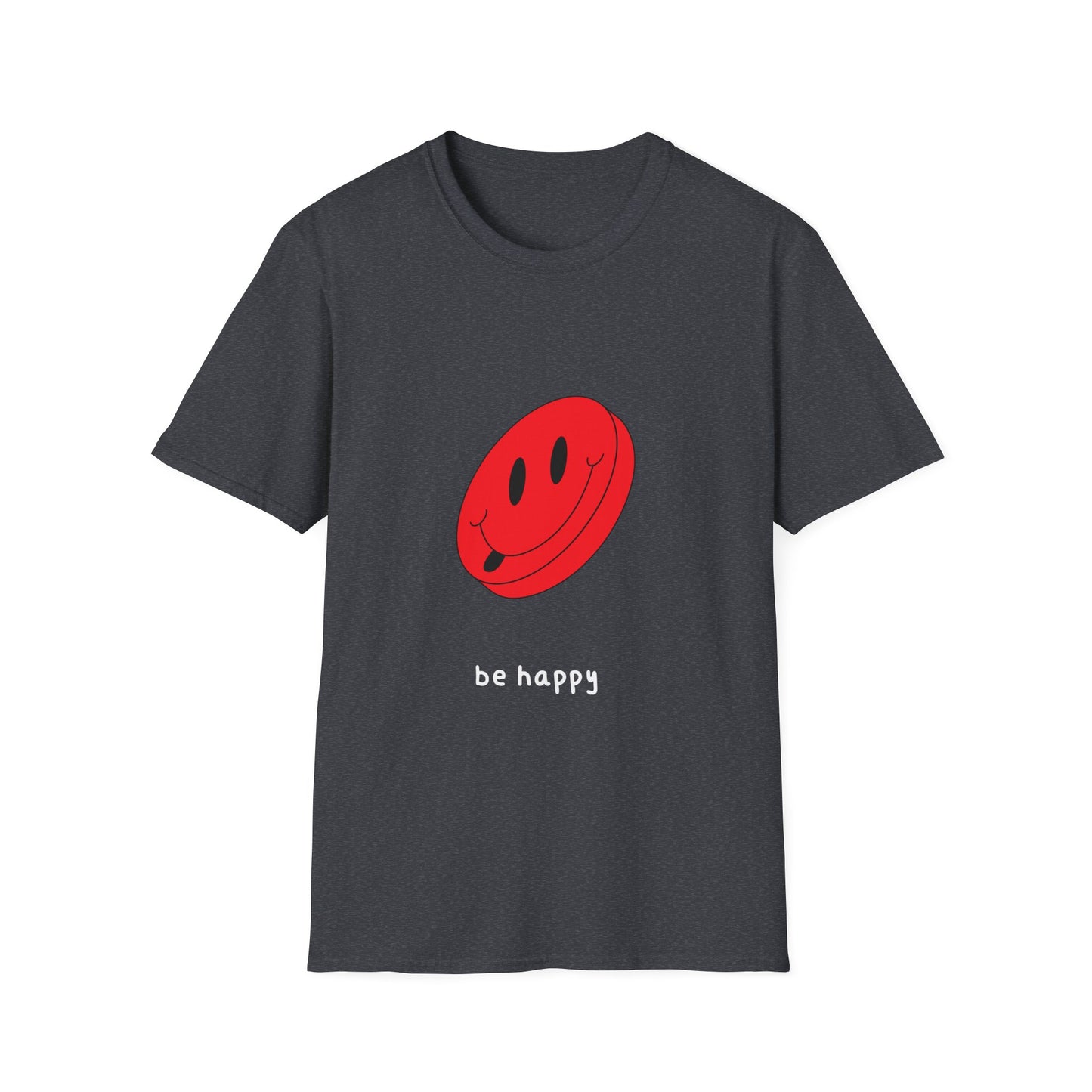 BE HAPPY red logo Unisex Softstyle T-Shirt