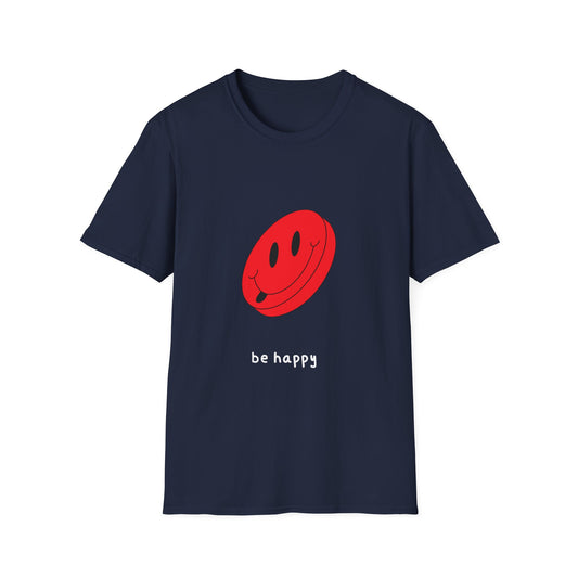 BE HAPPY red logo Unisex Softstyle T-Shirt