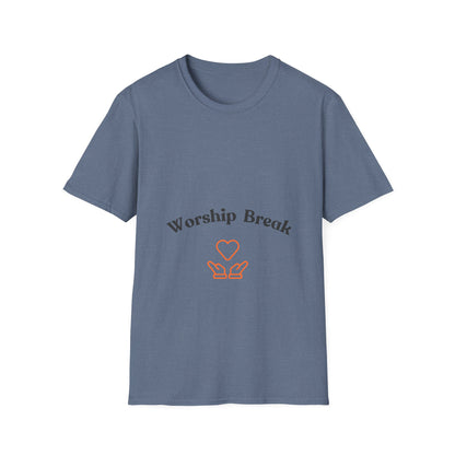 WORSHIP BREAK black and orange Unisex Softstyle T-Shirt