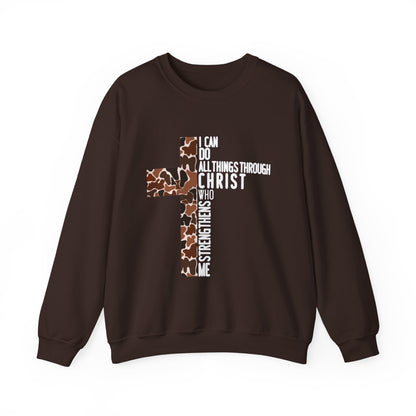 I Can Do All Things Through Christ Brown Logo Sweatshirt