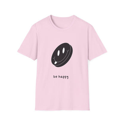 BE HAPPY  black Unisex Softstyle T-Shirt