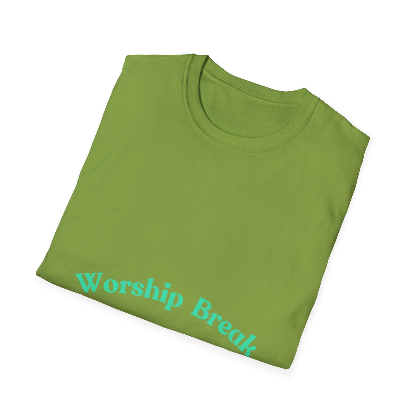 WORSHIP BREAK green and yellow Unisex Softstyle T-Shirt