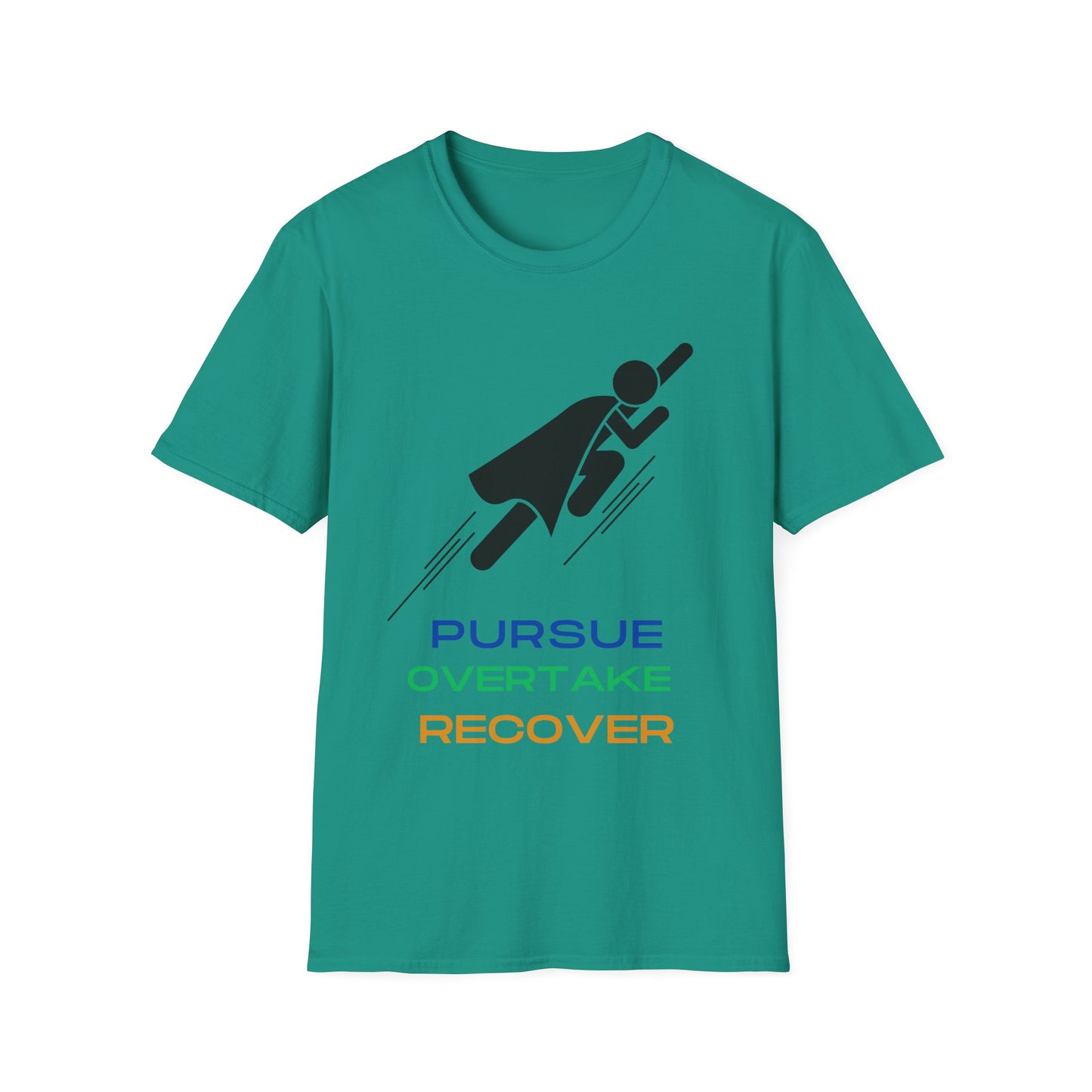 PURSUE OVERTAKE RECOVER black logo Unisex Softstyle T-Shirt