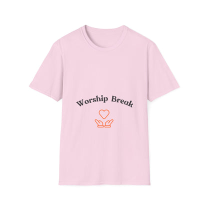 WORSHIP BREAK black and orange Unisex Softstyle T-Shirt