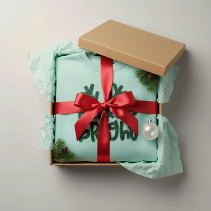 Merry & Bright Reindeer Antlers Sweatshirt — Holiday Christmas Crewneck