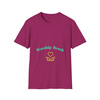 WORSHIP BREAK green and yellow Unisex Softstyle T-Shirt