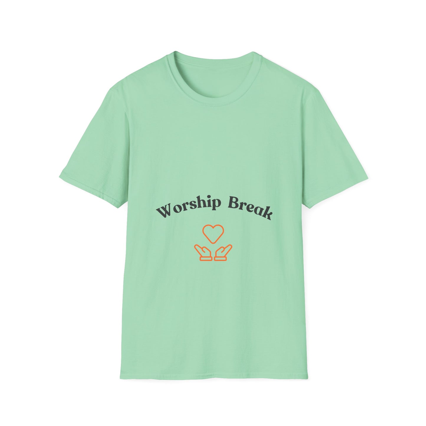 WORSHIP BREAK black and orange Unisex Softstyle T-Shirt