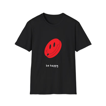 BE HAPPY red logo Unisex Softstyle T-Shirt