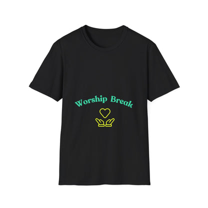 WORSHIP BREAK green and yellow Unisex Softstyle T-Shirt