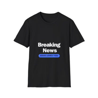 BREAKING NEWS white Unisex Softstyle T-Shirt