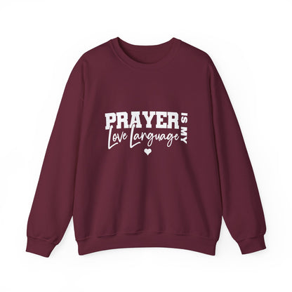 Prayer Is My Love Language Sweatshirt white logo