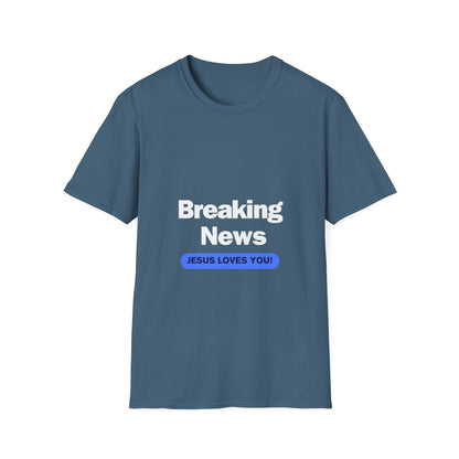 BREAKING NEWS white Unisex Softstyle T-Shirt