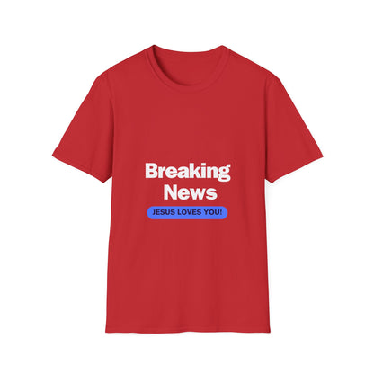 BREAKING NEWS white Unisex Softstyle T-Shirt