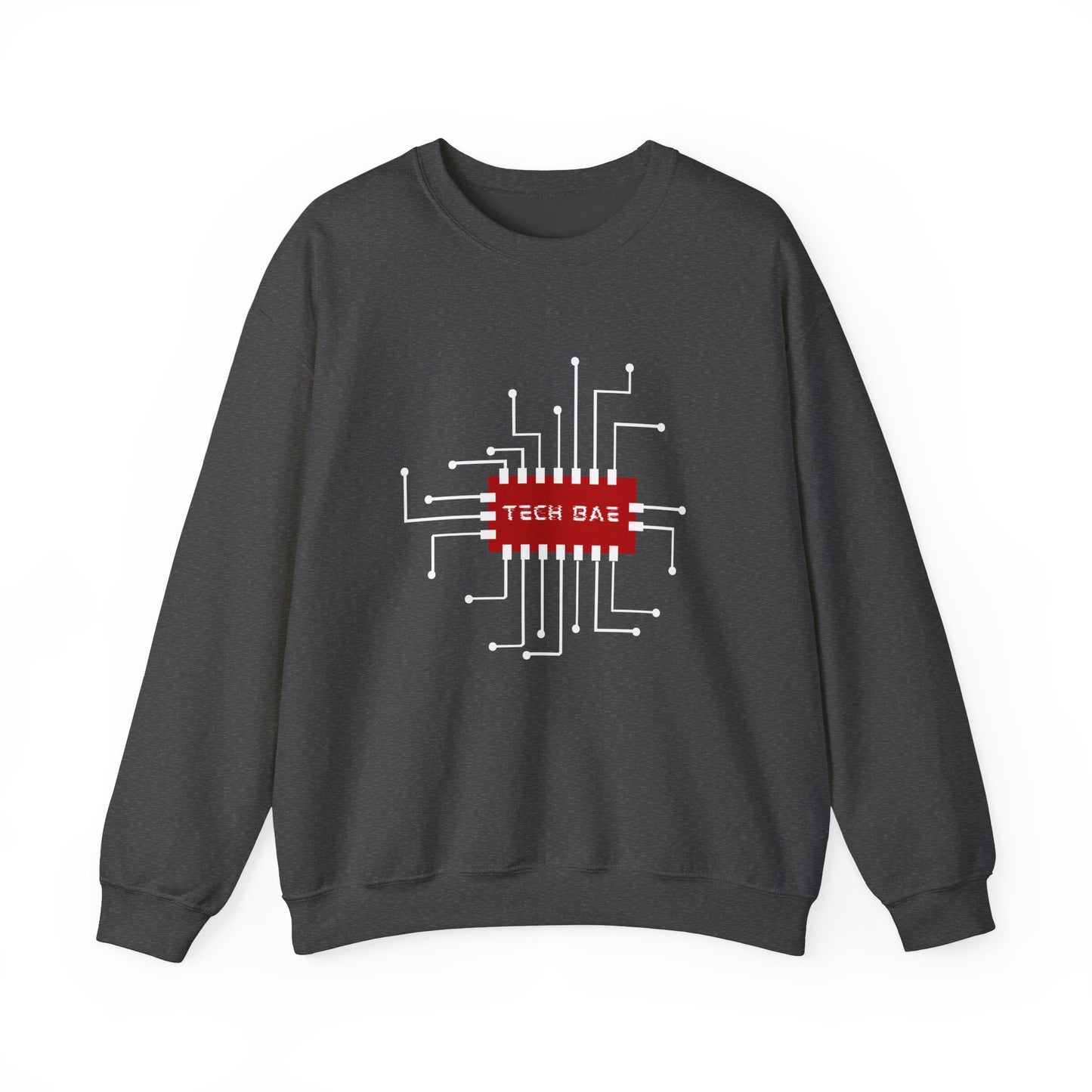 TECH BAE white red Crewneck Sweatshirt