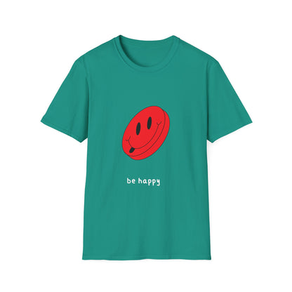 BE HAPPY red logo Unisex Softstyle T-Shirt