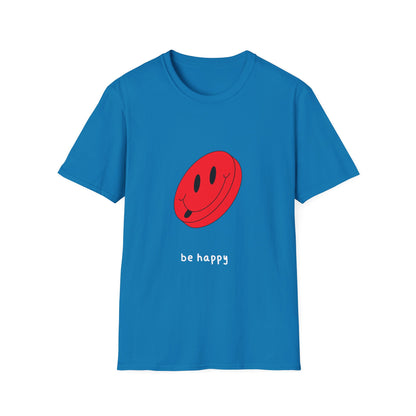 BE HAPPY red logo Unisex Softstyle T-Shirt