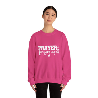 Prayer Is My Love Language Sweatshirt white logo