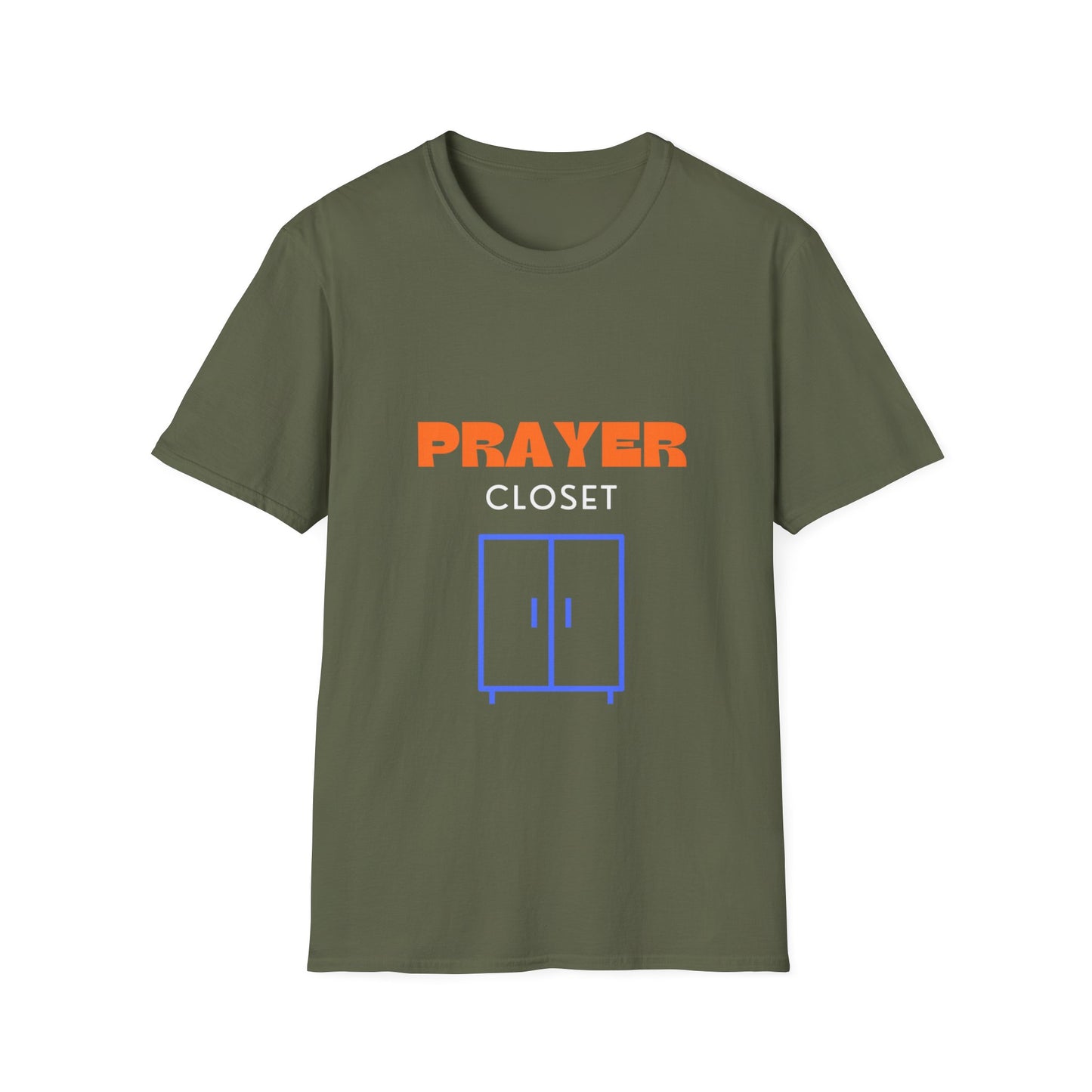 PRAYER CLOSET orange and blue logo Unisex Softstyle T-Shirt