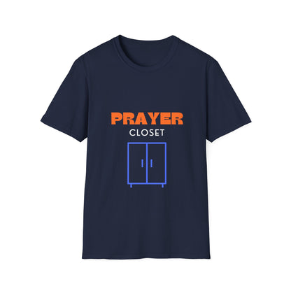 PRAYER CLOSET orange and blue logo Unisex Softstyle T-Shirt