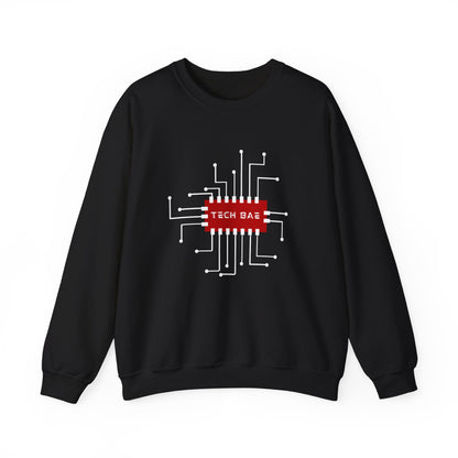 TECH BAE white red Crewneck Sweatshirt